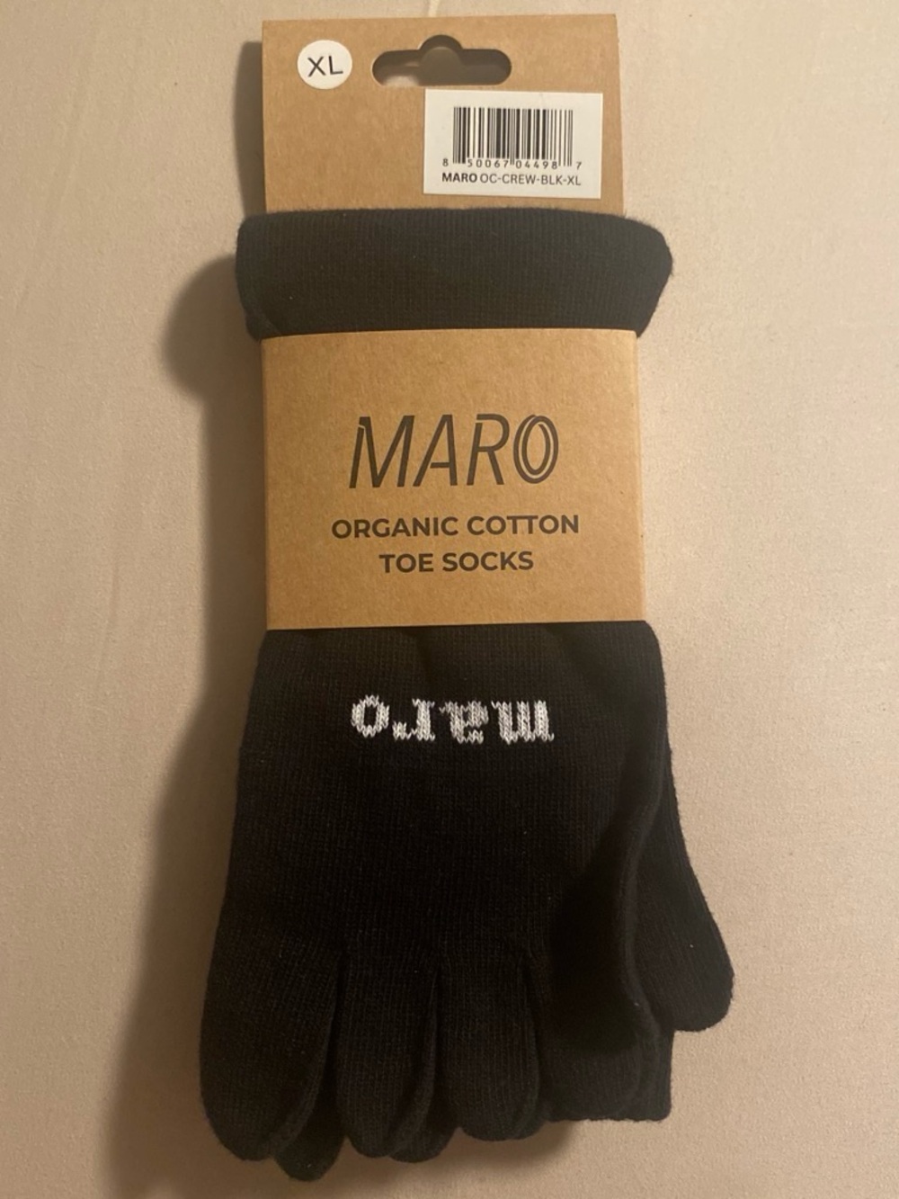 Black Organic Cotton Toe Socks - Men's XL
